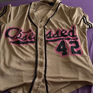 Obsessed Tan Jersey with Black and Pink Accents